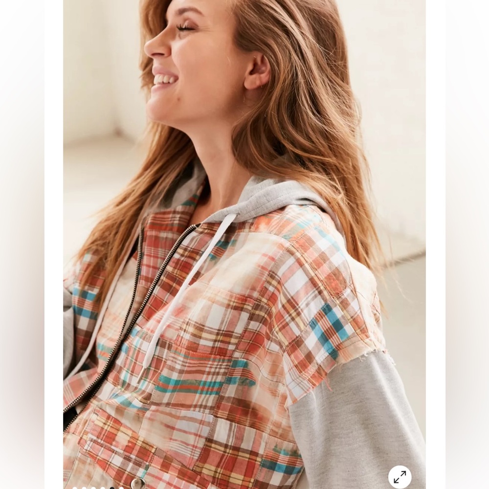 Bdg Casio Multicolored Plaid Patchwork Layered Ut… - image 5